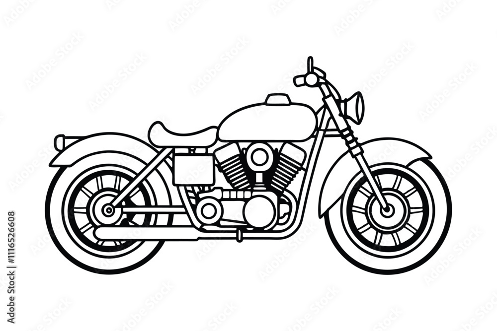 Obraz premium Retro Motorcycle Silhouette Vector - Classic Vintage Bike Design for Freedom and Adventure