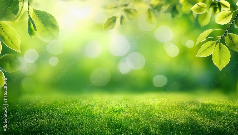 Fototapeta premium abstract green spring background with bokeh