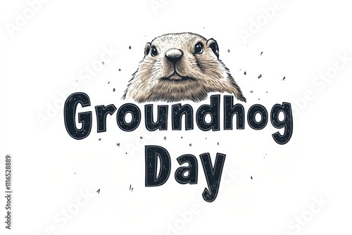 Phil predicts spring during his celebration. Concept of Groundhog Day. Template for background, banner, card, poster with text inscription. photo