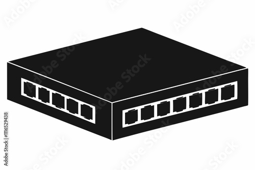 Black Silhouette Network Switch Vector Design