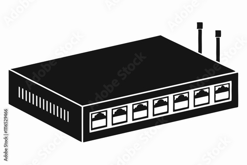 Black Silhouette Network Switch Vector Design