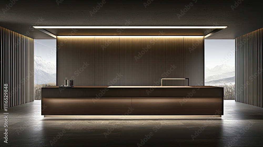 Modern Minimalist Kitchen Design with Mountain View Modern Minimalist Kitchen Design with Mountain View