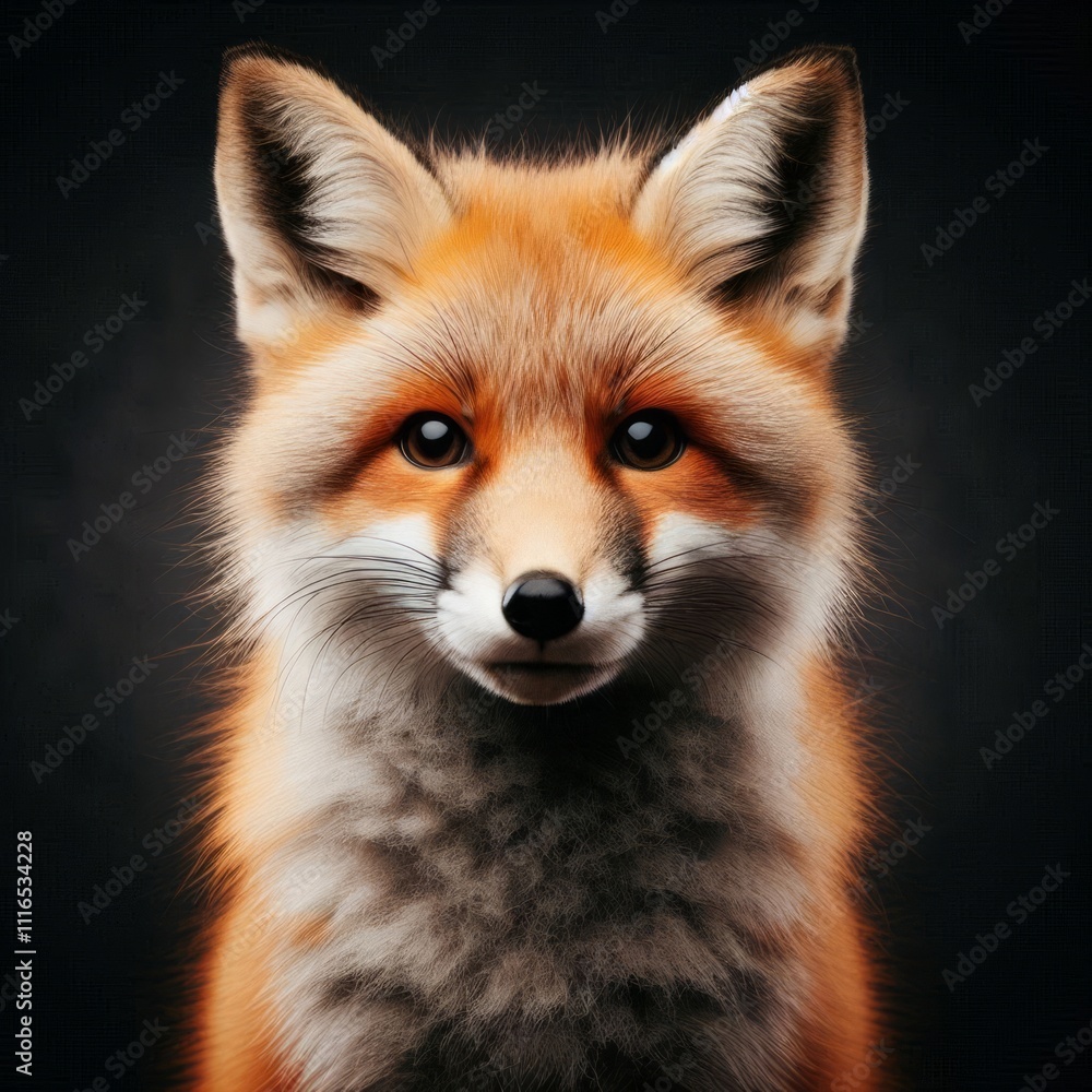 Fototapeta premium Adorable Fox Portrait in Vibrant Studio Style
