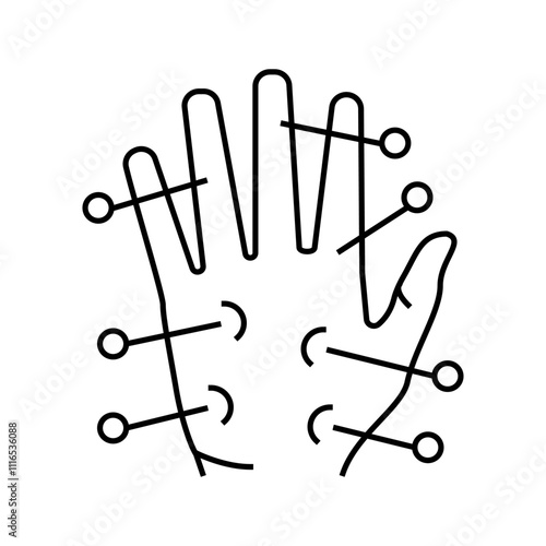 palm needles acupuncture line icon vector. palm needles acupuncture sign. isolated contour symbol black illustration