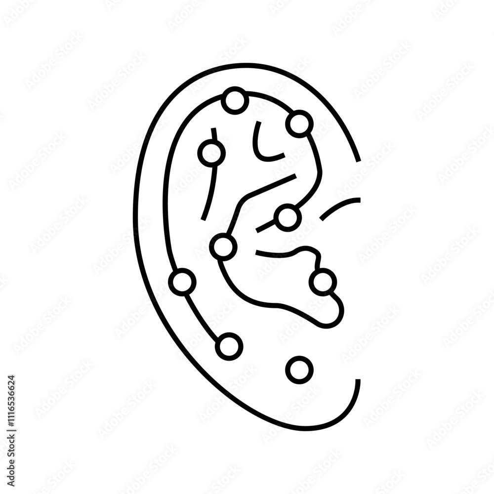 ear points acupuncture line icon vector. ear points acupuncture sign. isolated contour symbol black illustration ear points acupuncture line icon vector. ear points acupuncture sign. isolated contour symbol black illustration