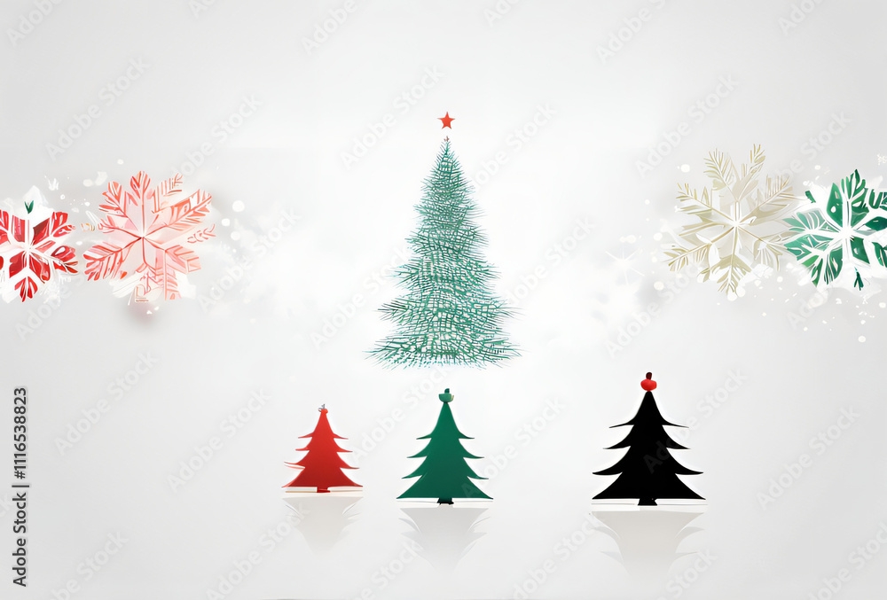 Fototapeta premium christmas tree with snowflakes