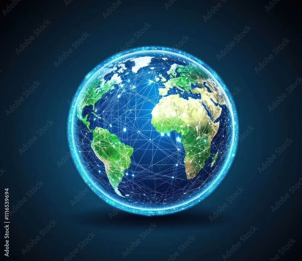 Fototapeta premium Global Network: A Digital Earth Visualization