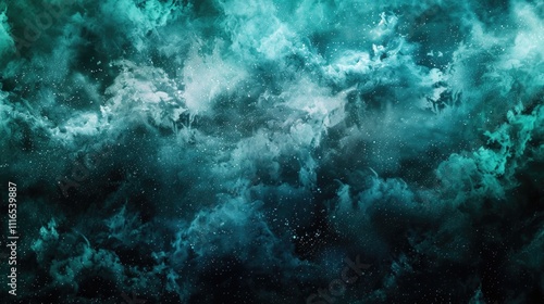 Wallpaper Mural Texture Art. Haze and Fantasy Night Sky in Blue and Green Shiny Glitter Cloud Blend Torontodigital.ca