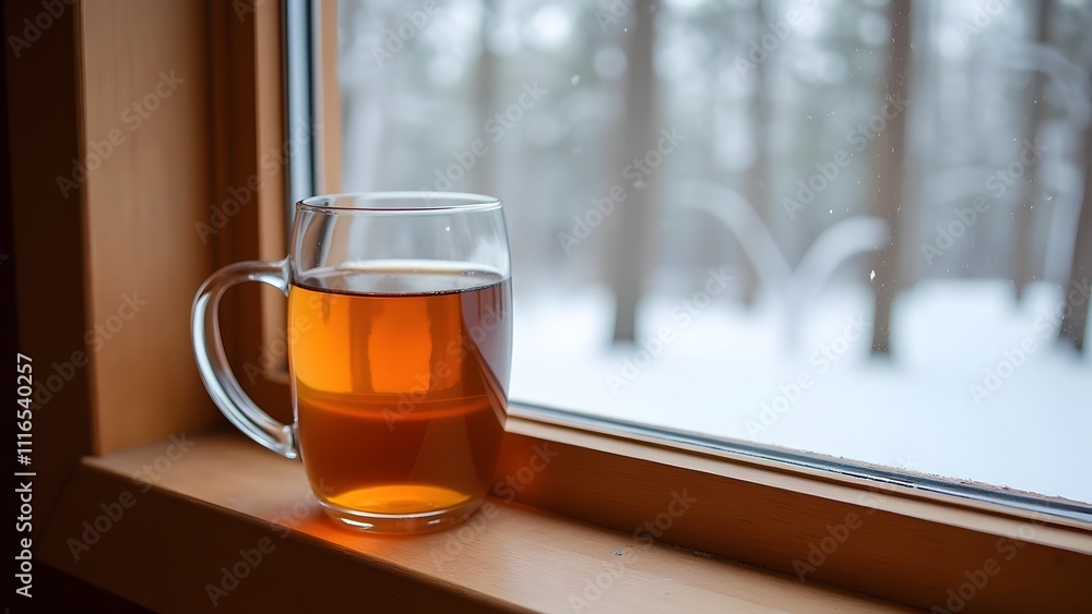 Warm Tea by Snowy Forest Window Warm Tea by Snowy Forest Window