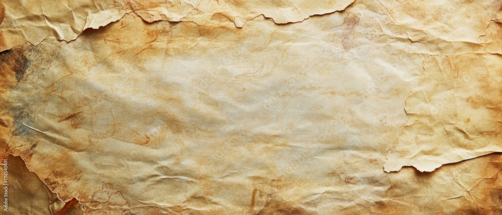 Close-up Texture of Aged and Wrinkled Paper with Brown Stains Close-up Texture of Aged and Wrinkled Paper with Brown Stains
