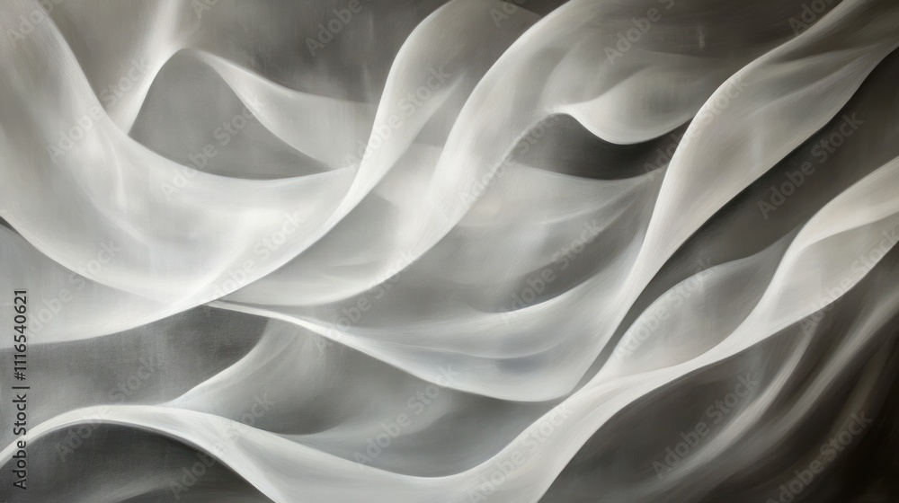 Abstract Drapery of White Fabric in Gray Light Abstract Drapery of White Fabric in Gray Light