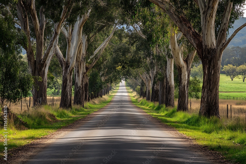 Obraz premium A road lined with trees,