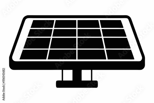 Solar Panel Charger Black Silhouette Vector Art photo