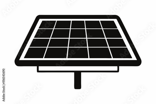 Solar Panel Charger Black Silhouette Vector Art photo