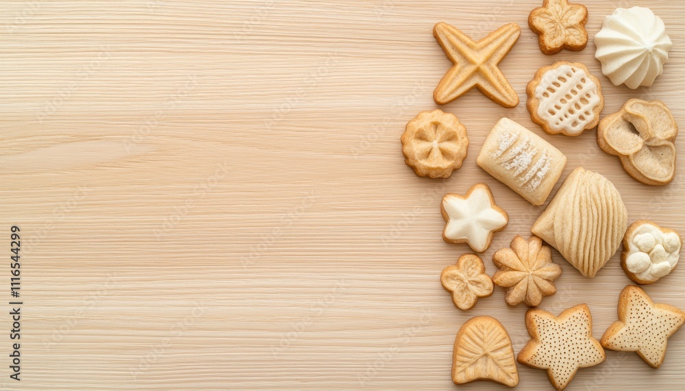 Fototapeta premium Deliciously decorated cookies kitchen food photography bright environment top view culinary concept for baking enthusiasts