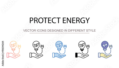 Protect energy icon design with white background stock illustration