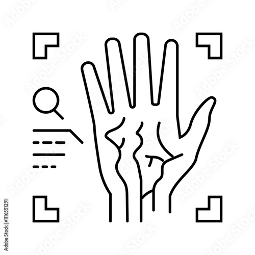 palm vein recognition line icon vector. palm vein recognition sign. isolated contour symbol black illustration