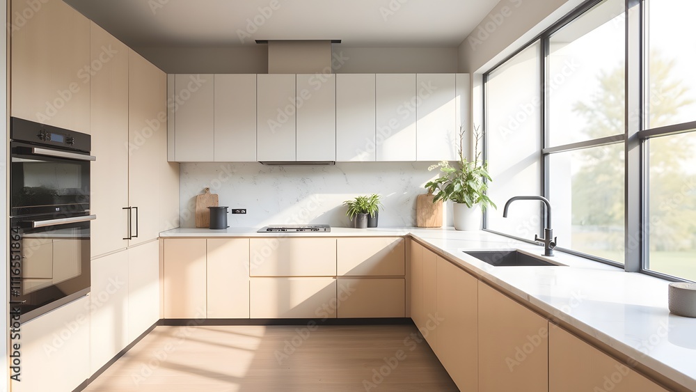 Modern Minimal Kitchen with Natural Light and Clean Lines Modern Minimal Kitchen with Natural Light and Clean Lines