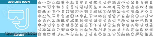 Diving Line Editable Icons set.