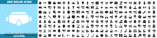 Diving Solid Editable Icons set.