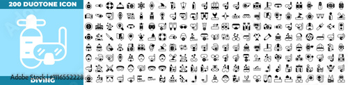 Diving Duotone Editable Icons set.