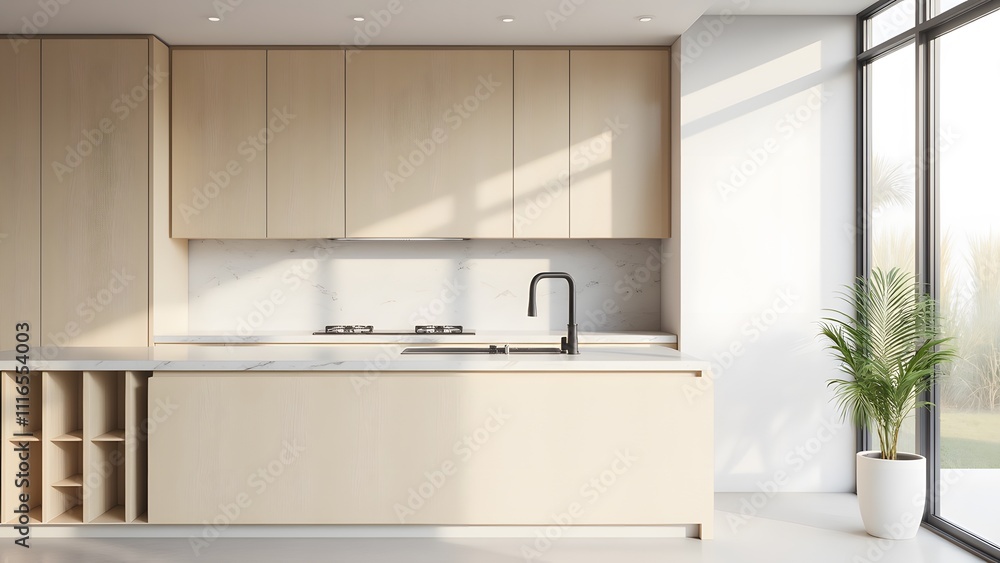 Modern Minimalist Kitchen with Natural Light Modern Minimalist Kitchen with Natural Light