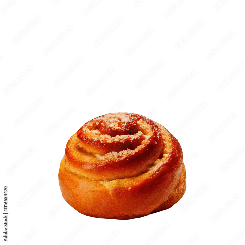 Fototapeta premium Freshly baked sticky bun with rising steam transparent background warm bakery delight