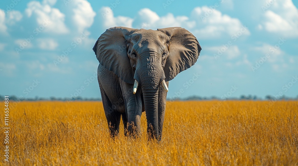 Fototapeta premium Safari animals such as elephants and lions in their natural habitat