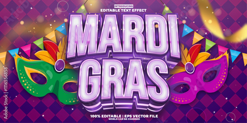 mardi gras editable text effect in modern trend style photo