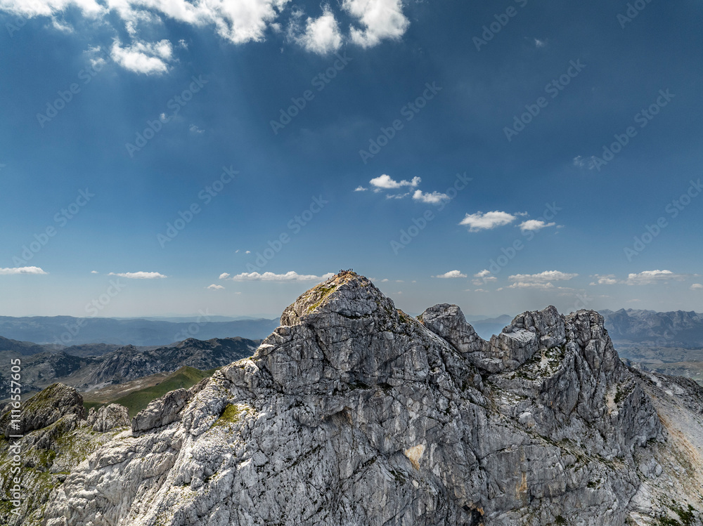 aerial view of bobotov kuk mountain peak in durmitor