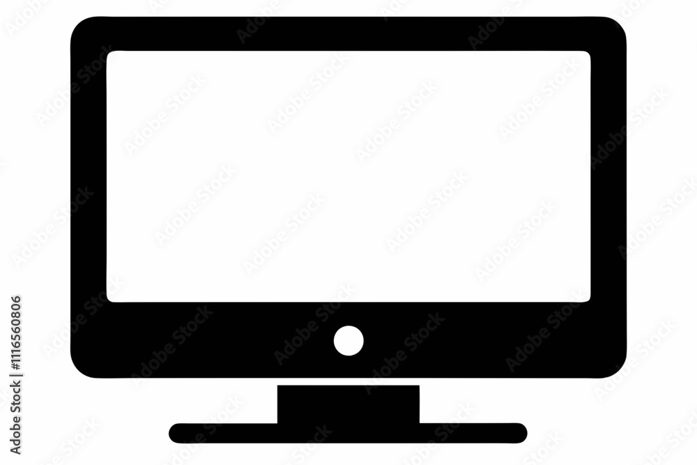 Black Vector Silhouette of a Touchscreen Monitor Minimalist Art Design Black Vector Silhouette of a Touchscreen Monitor Minimalist Art Design