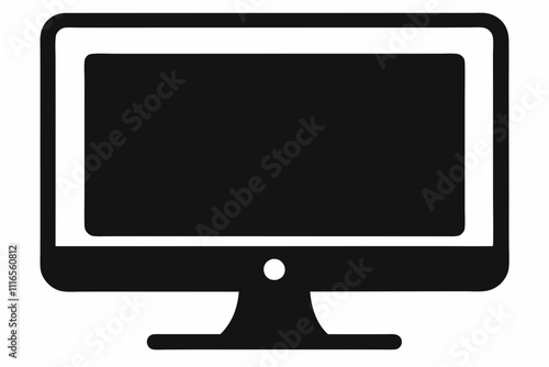 Black Vector Silhouette of a Touchscreen Monitor Minimalist Art Design