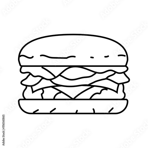 bacon cheeseburger food line icon vector. bacon cheeseburger food sign. isolated contour symbol black illustration