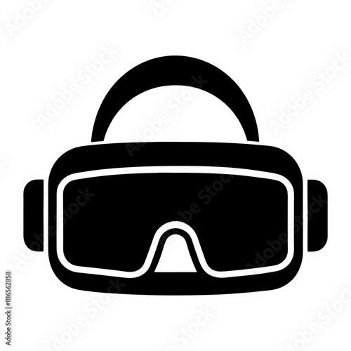 Black Silhouette VR Headset Vector Art
