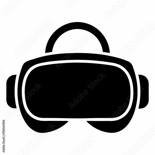 Black Silhouette VR Headset Vector Art