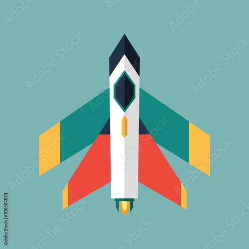 2D Space ship Flat design in minimal color