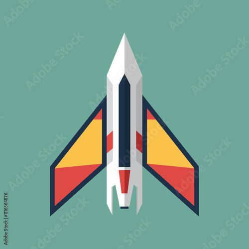 2D Space ship Flat design in minimal color