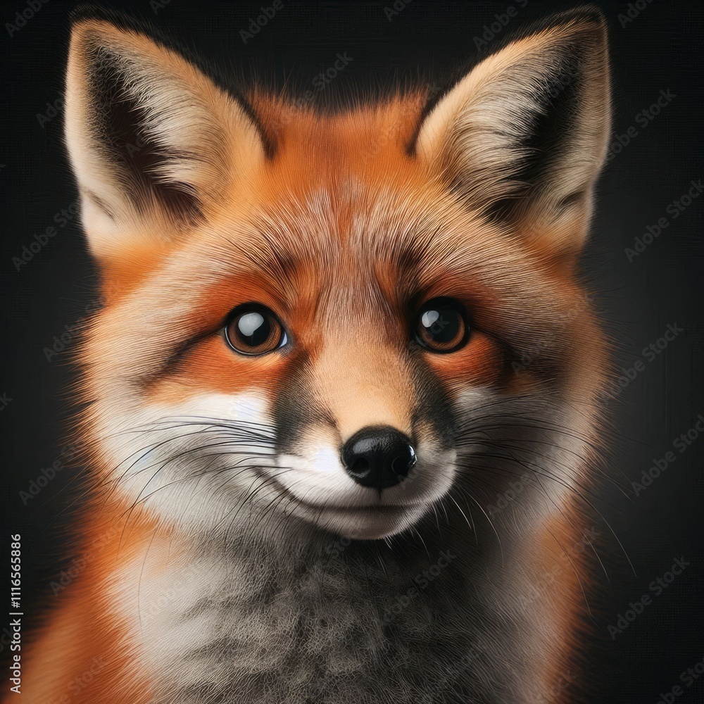 Fototapeta premium Fox Profile Picture in Detailed Studio Finish