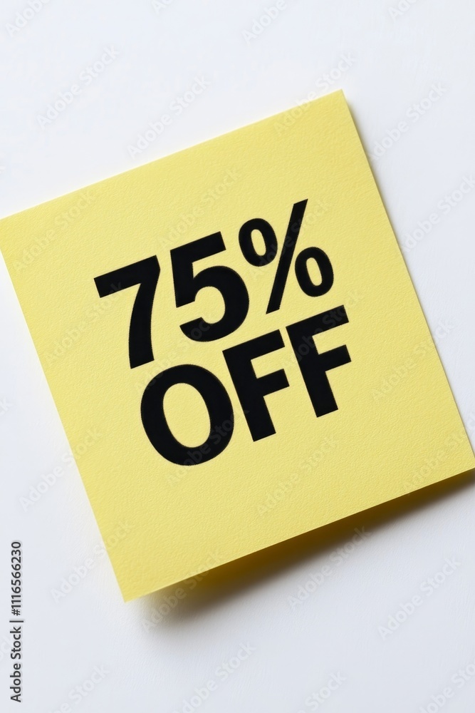 Ivory Square Note Card With 75 Off Text, Isolated On White Background, Sale And Discount Concept Ivory Square Note Card With 75 Off Text, Isolated On White Background, Sale And Discount Concept