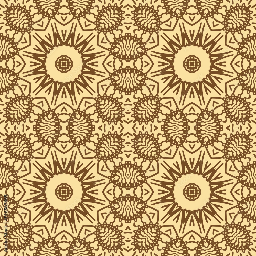 Seamless pattern with brown contour ornament on beige background. Vector illustration Seamless pattern with brown contour ornament on beige background. Vector illustration