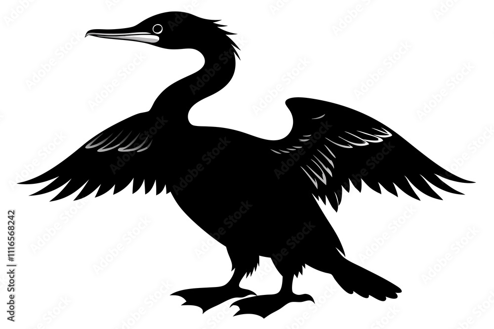 cormorant silhouette vector illustration cormorant silhouette vector illustration