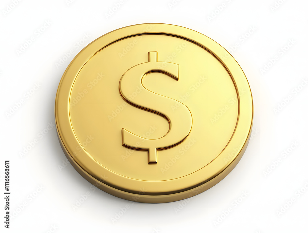 gold coin with dollar symbol, isolated on white background, generative ai gold coin with dollar symbol, isolated on white background, generative ai