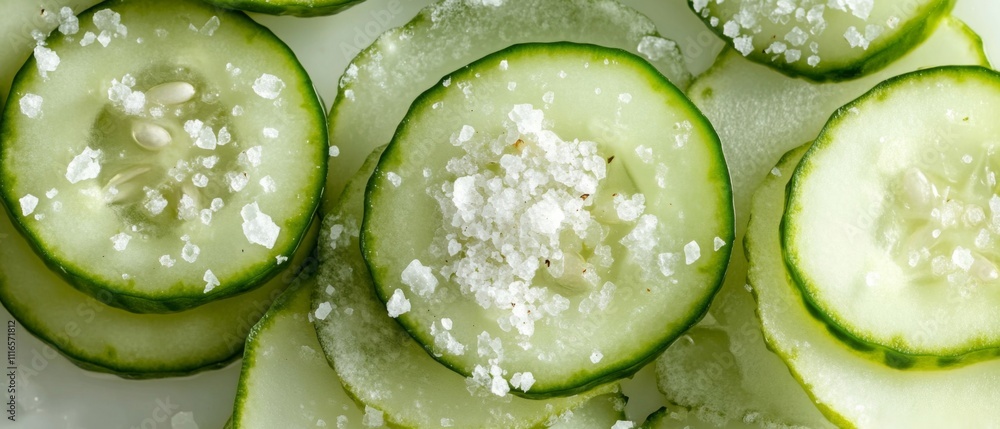 Close-up of Salted Cucumber Slices Close-up of Salted Cucumber Slices