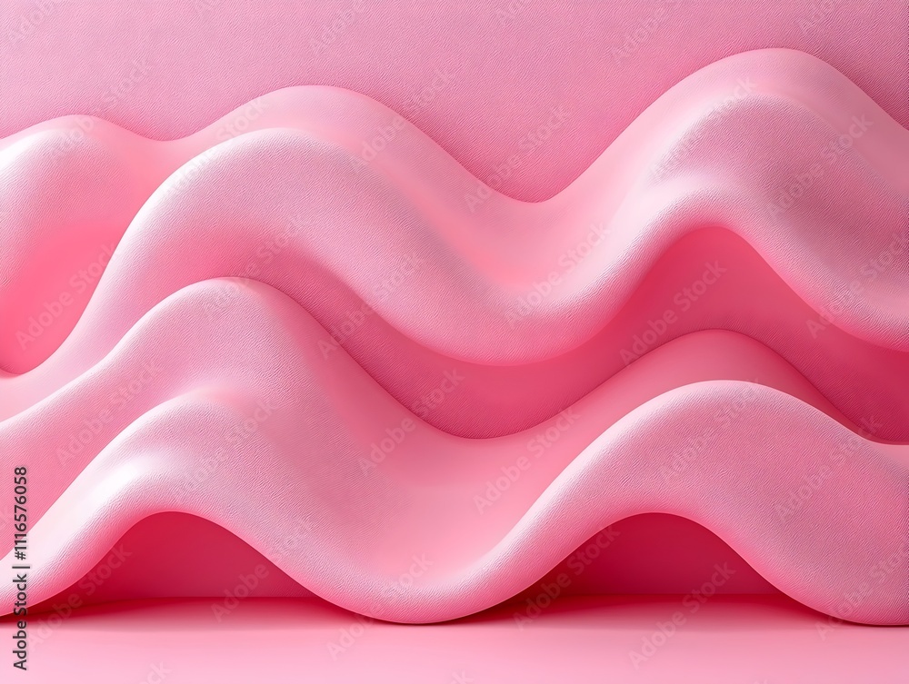 Obraz premium Abstract composition featuring soft, undulating pink waves that create a sense of depth and fluidity, evoking a playful and modern aesthetic.
