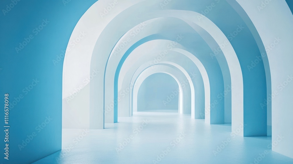 Abstract blue hallway with arches receding into the distance. Abstract blue hallway with arches receding into the distance.