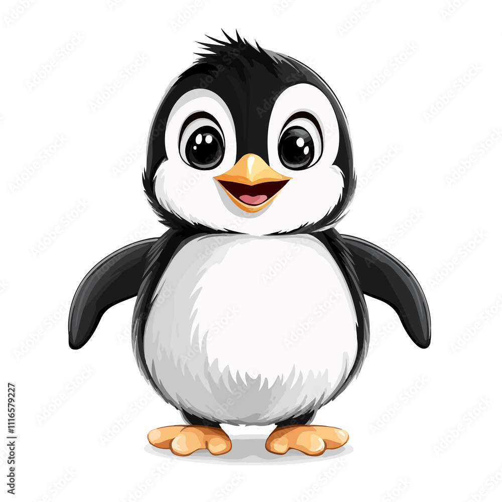 Obraz premium Cute Penguin Vector Art on White Background