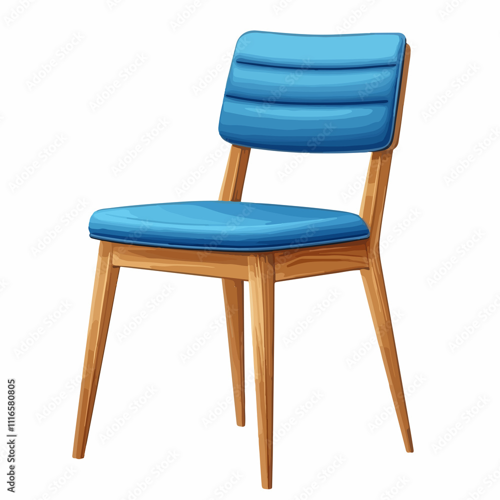 Elegant Wooden Chair with Bright Blue Upholstery Elegant Wooden Chair with Bright Blue Upholstery