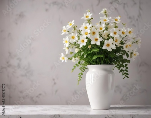 Wallpaper Mural White vase filled with Bael flowers and greenery, vases, decorative planters Torontodigital.ca
