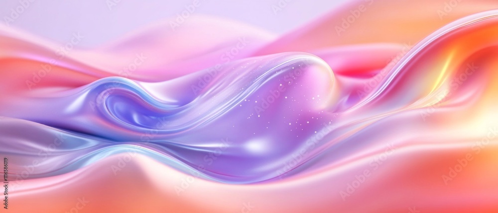 Abstract 3D Render of Wavy, Shimmering, Pastel-Colored Surface Abstract 3D Render of Wavy, Shimmering, Pastel-Colored Surface