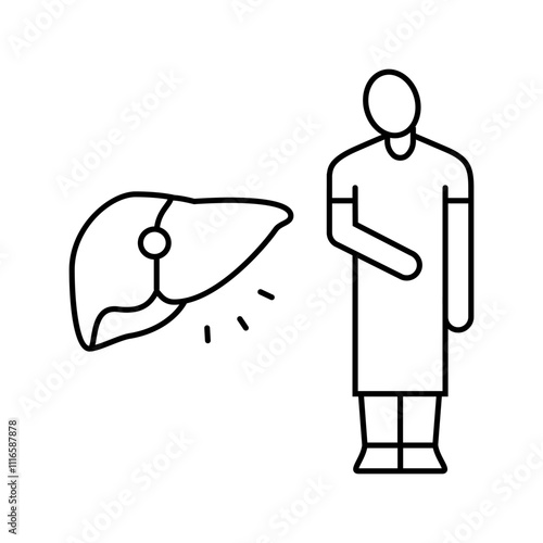 liver man disease line icon vector. liver man disease sign. isolated contour symbol black illustration